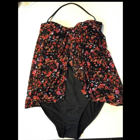 NWT Lauren Ralph Lauren Ditzy Floral Bandeau One Piece Swimsuit [SZ‎ 6 ] - Picture 2 of 8